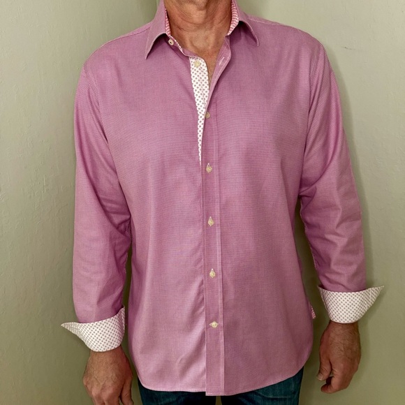 TED BAKER Endurance Classic Fit Flip Cuff Button Up Shirt Pink Cotton Size 17 - Picture 15 of 16